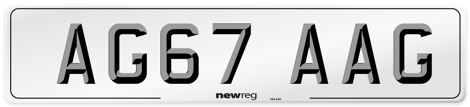 AG67 AAG Number Plate from New Reg